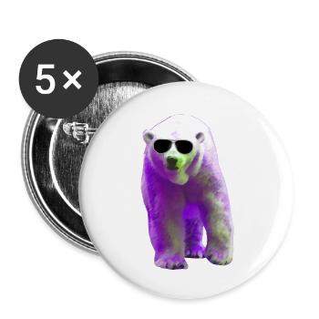 Polar Bear - Eisbär - Buttons groß 56 mm (5er Pack) - Weiß - Vorne