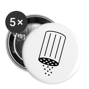 Salzstreuer Pfeffer - Buttons groß 56 mm (5er Pack) - Weiß - Vorne