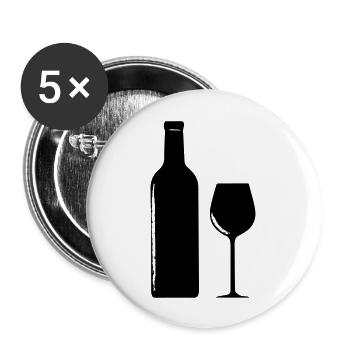 Wein Weinflasche Weinglas - Buttons groß 56 mm (5er Pack) - Weiß - Vorne