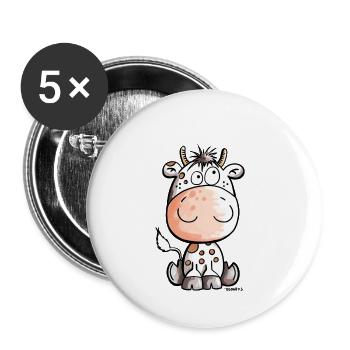 Mooo Cow - Calf - Baby - Gift - Animals - Buttons large 2.2''/56 mm (5-pack) - white - Front