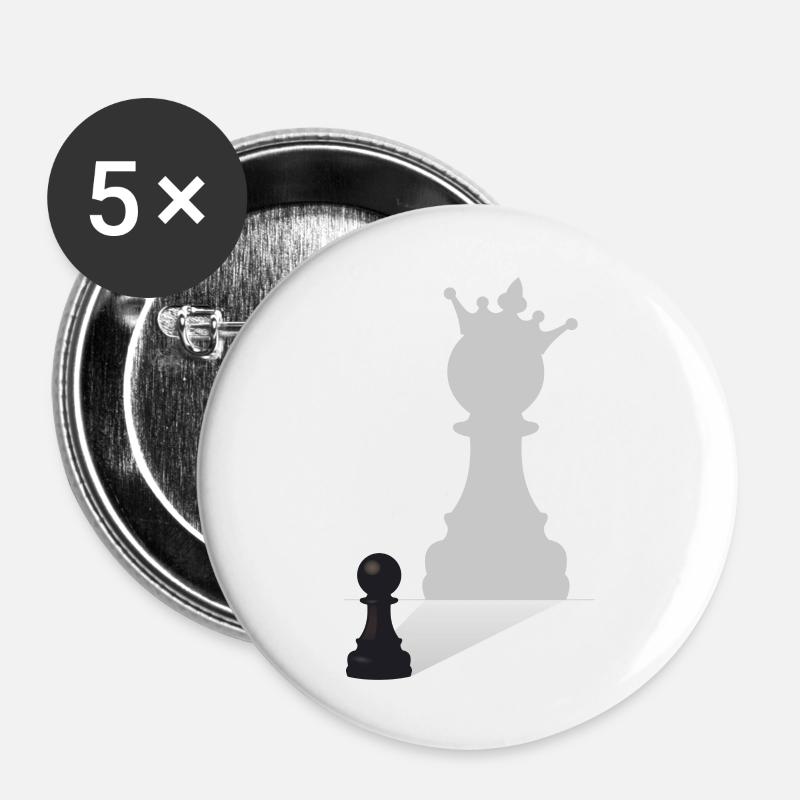Chess Pawn King - Buttons large 2.2''/56 mm (5-pack) - white
