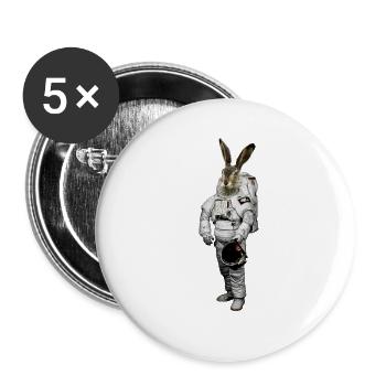 Hase Astronaut - Buttons groß 56 mm (5er Pack) - Weiß - Vorne
