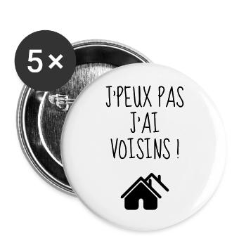 Nachbar / Nachbarschaft / Nachbarin / Haus - Buttons groß 56 mm (5er Pack) - Weiß - Vorne
