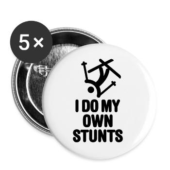I do my own stunts - skiing / ski - Lot de 5 grands badges (56 mm) - blanc - Devant