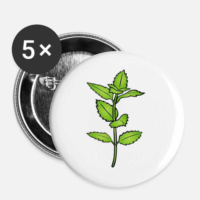 Kräuter - Buttons groß 56 mm (5er Pack) - Weiß