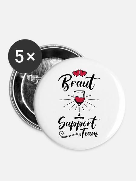 braut support team wein - Buttons groß 56 mm (5er Pack) - Weiß