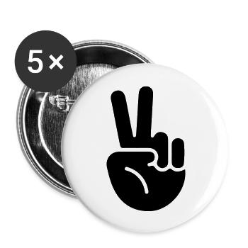 peace hand - Buttons groß 56 mm (5er Pack) - Weiß - Vorne