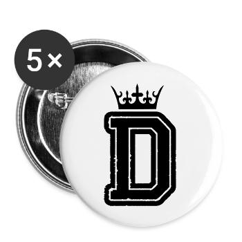 buchstabe_d_king_01 - Buttons large 2.2''/56 mm (5-pack) - white - Front