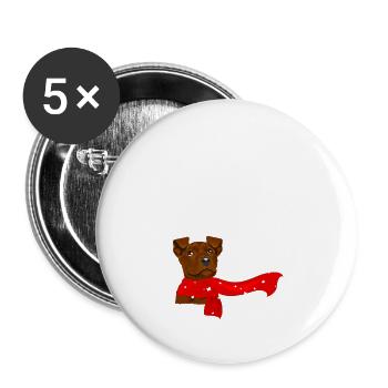 Schnee Hündchen - Buttons groß 56 mm (5er Pack) - Weiß - Vorne