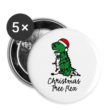Christmas tree rex ugly xmas Weihnachtsbaum Dino - Buttons groß 56 mm (5er Pack) - Weiß - Vorne
