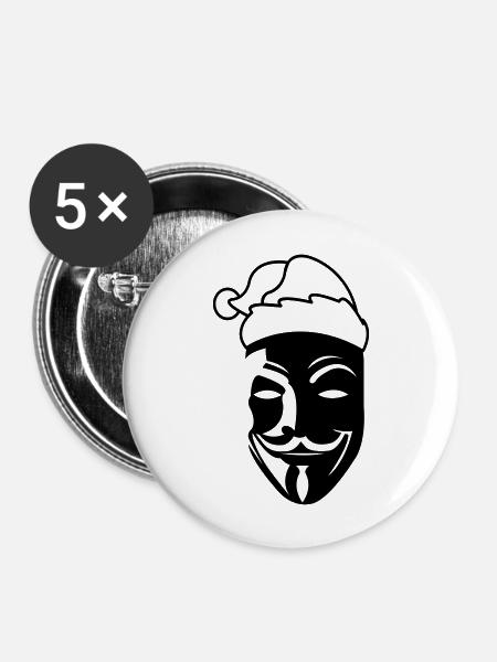 anonymous_weihnachtsmann_01 - Buttons groß 56 mm (5er Pack) - Weiß