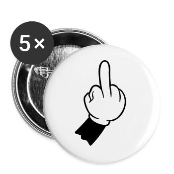 hand mittelfinger fuck you - Buttons groß 56 mm (5er Pack) - Weiß - Vorne