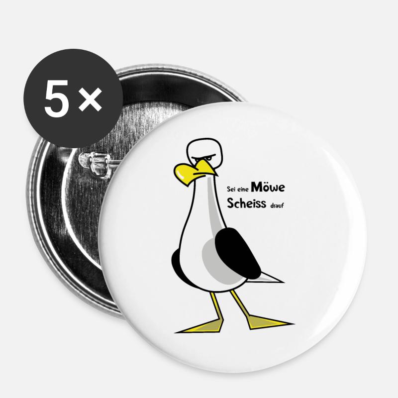 Sei eine Möwe ... - Buttons groß 56 mm (5er Pack) - Weiß