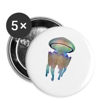 Quallen - Buttons groß 56 mm (5er Pack) - Weiß - Vorne