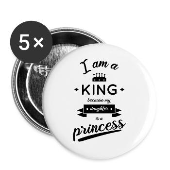 Dad - I am a king - Buttons large 2.2''/56 mm (5-pack) - white - Front