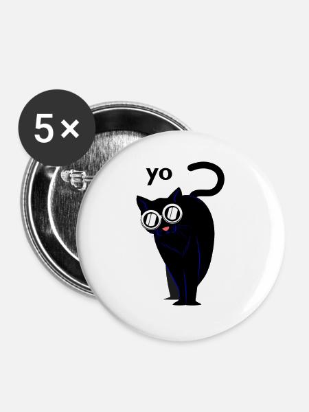 Katze Katzen - Buttons groß 56 mm (5er Pack) - Weiß