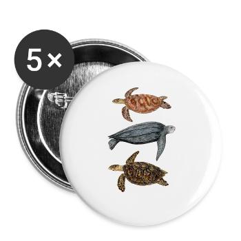 Sea turtles: green turtle, hawksbill and leatherback - Buttons large 2.2''/56 mm (5-pack) - white - Front