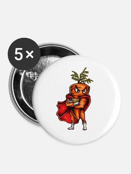 Super Karotte - Buttons groß 56 mm (5er Pack) - Weiß