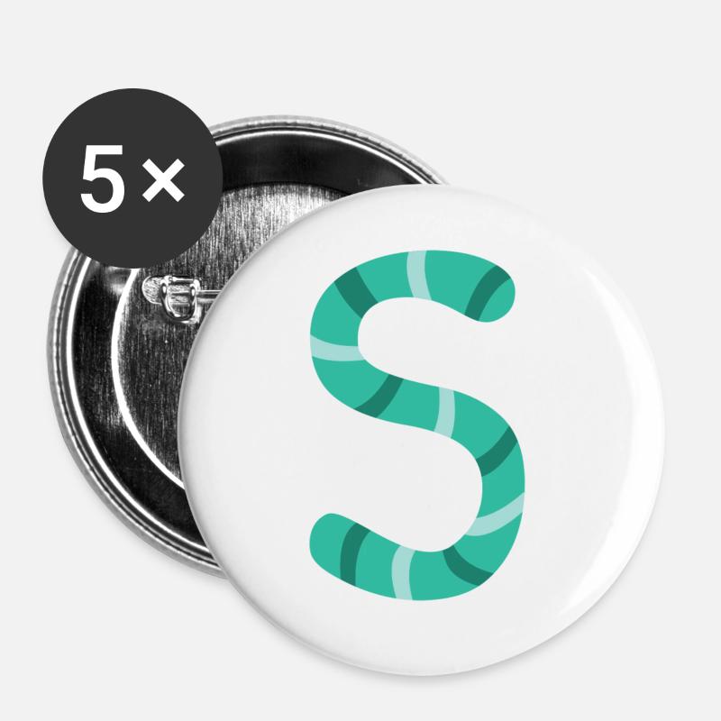 Letter S - Buttons large 2.2''/56 mm (5-pack) - white