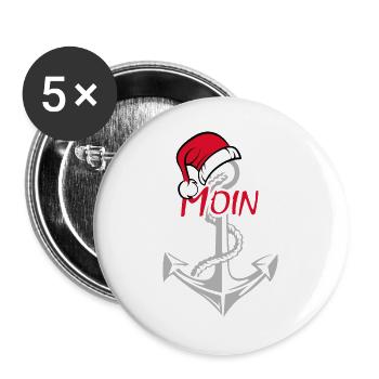 xmas weihnachten moin see symbol anker anchor - Buttons groß 56 mm (5er Pack) - Weiß - Vorne