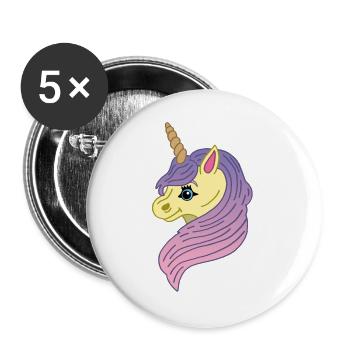 Kawaii manga unicorn - Buttons large 2.2''/56 mm (5-pack) - white - Front