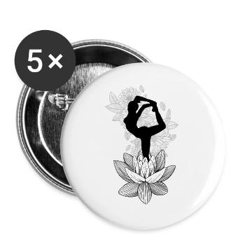 Silhouette König Taube Pose - Buttons groß 56 mm (5er Pack) - Weiß - Vorne