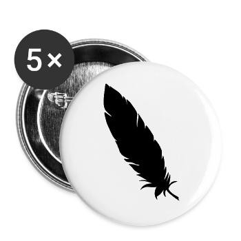 Feder simpel schwarz - Buttons groß 56 mm (5er Pack) - Weiß - Vorne