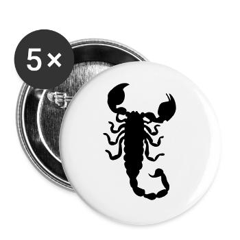 logo scorpion - Lot de 5 grands badges (56 mm) - blanc - Devant