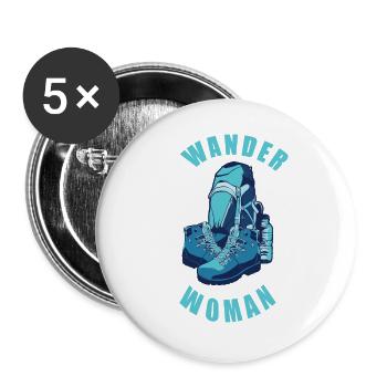 Wanderwoman Woman Hiking Backpack Bagpack Gift - Buttons large 2.2''/56 mm (5-pack) - white - Front