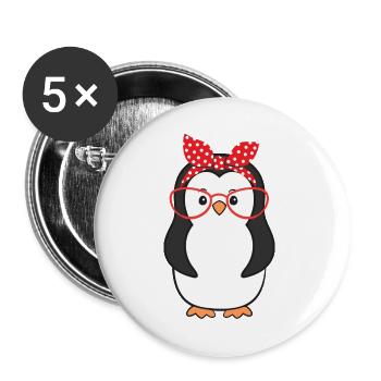 Penguin Penguins - Buttons large 2.2''/56 mm (5-pack) - white - Front