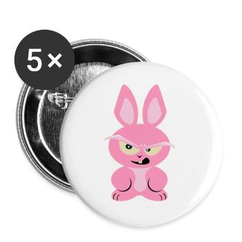 Rosa Kaninchen Shirt - Lustiges Nagetier - Buttons groß 56 mm (5er Pack) - Weiß - Vorne