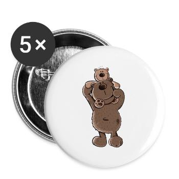 Ours Papa ou Ours Frère I Frères et sœurs I Papa - Lot de 5 grands badges (56 mm) - blanc - Devant