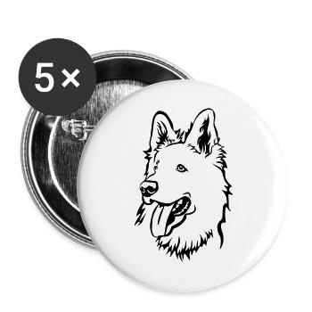 Swiss Shepherd Head - Buttons large 2.2''/56 mm (5-pack) - white - Front