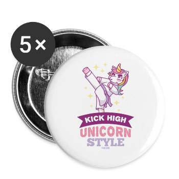 Einhorn Karaté arts martiaux enfants - Lot de 5 grands badges (56 mm) - blanc - Devant