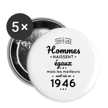 Anniversaire 76 ans - Meilleurs sont nés en 1946 - Lot de 5 grands badges (56 mm) - blanc - Devant