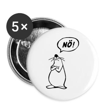 Nö Maus schwarz NÖ - Buttons groß 56 mm (5er Pack) - Weiß - Vorne