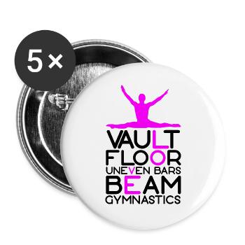Vault Floor Uneven Bars Beam Gymnastics - Buttons groß 56 mm (5er Pack) - Weiß - Vorne