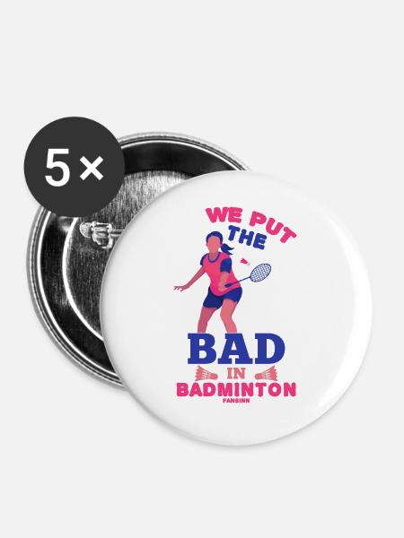 Badminton - Buttons groß 56 mm (5er Pack) - Weiß
