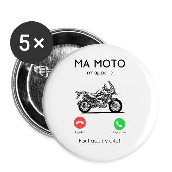 Moto GP Appelle - Lot de 5 grands badges (56 mm) - blanc - Devant