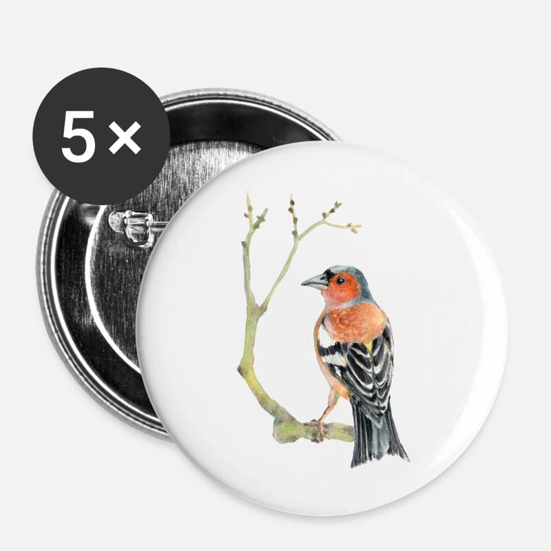 Chaffinch - Buttons large 2.2''/56 mm (5-pack) - white