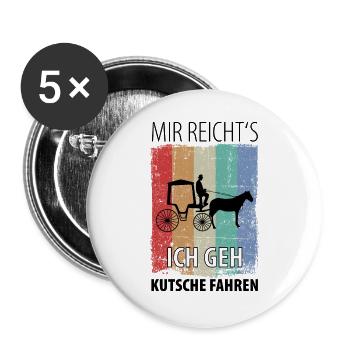 Kutscher Kutsche Pferdekutscher Kutschieren - Buttons groß 56 mm (5er Pack) - Weiß - Vorne