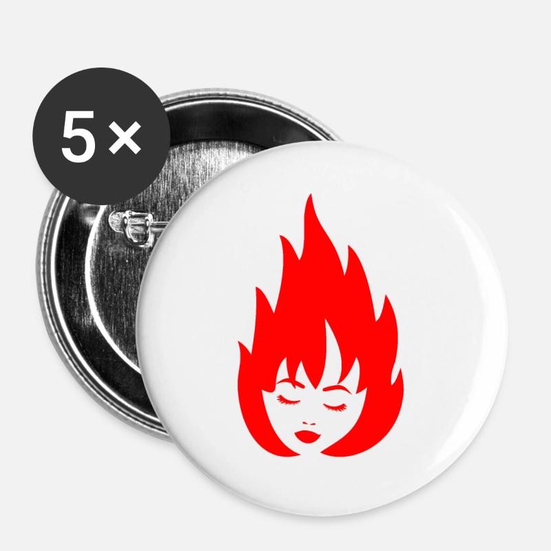 girl on fire - Buttons large 2.2''/56 mm (5-pack) - white