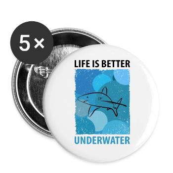 Shark Shark Megalodon Whale Shark Hammerhead Sharks - Buttons large 2.2''/56 mm (5-pack) - white - Front