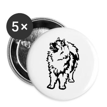 Wolfsspitz - Buttons groß 56 mm (5er Pack) - Weiß - Vorne