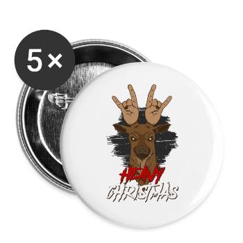 Rentier heavy metal Weihnachten - Buttons groß 56 mm (5er Pack) - Weiß - Vorne
