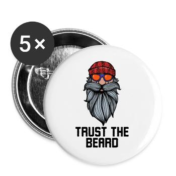 Facial Hair Beard Statement Bearded Full Beard - Buttons large 2.2''/56 mm (5-pack) - white - Front