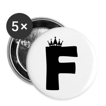 letter F crown - Buttons large 2.2''/56 mm (5-pack) - white - Front