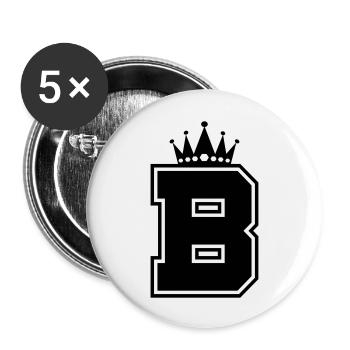 buchstabe B Krone - Buttons groß 56 mm (5er Pack) - Weiß - Vorne