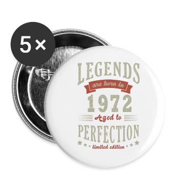 légende né en 1972 Cadeau anniversaire 51 ans - Lot de 5 grands badges (56 mm) - blanc - Devant