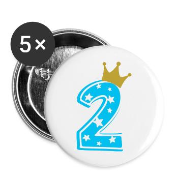 2 Krone 2. Geburtstag 2 Jahre - Buttons groß 56 mm (5er Pack) - Weiß - Vorne